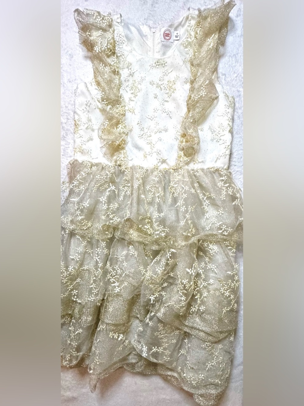 Girls' Gold Lace Ruffle Party Dress by Wonder Nationals size 12